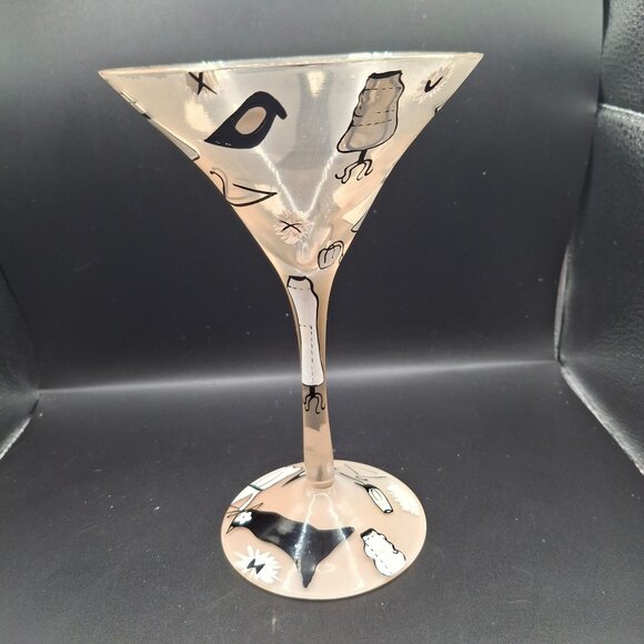Hand-Painted Lolita "Glamour-Tini" Martini Glass With Fashion-Themed Design - Picture 1 of 6